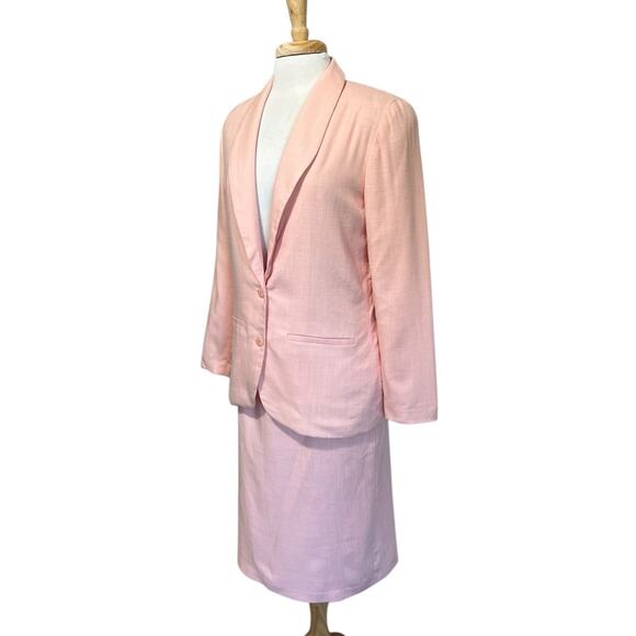 Vintage 90s That's Me 2 Pc Suit Blazer Skirt Pink Classic Dressy Women's 11/12 - Picture 3 of 8